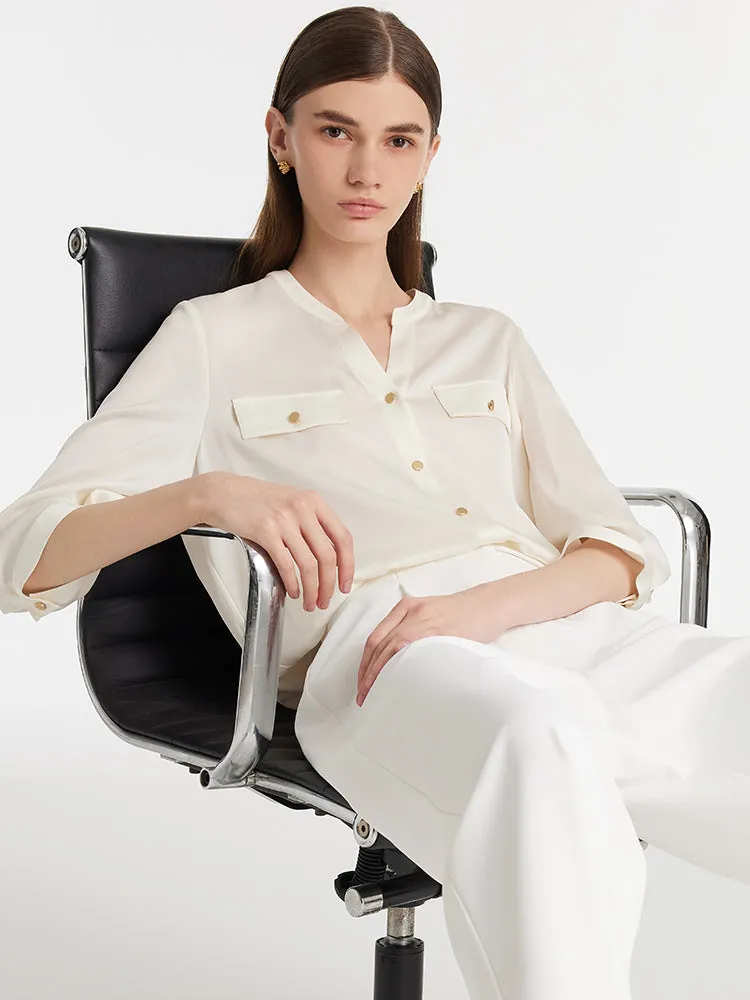 22 Momme Mulberry Silk V-Neck Women Shirt