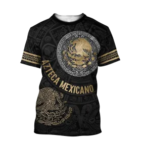 3D All Over Printed Black Azteca Shirt Aztec Mexicano Shirts Men Women Aztec Lover Gifts