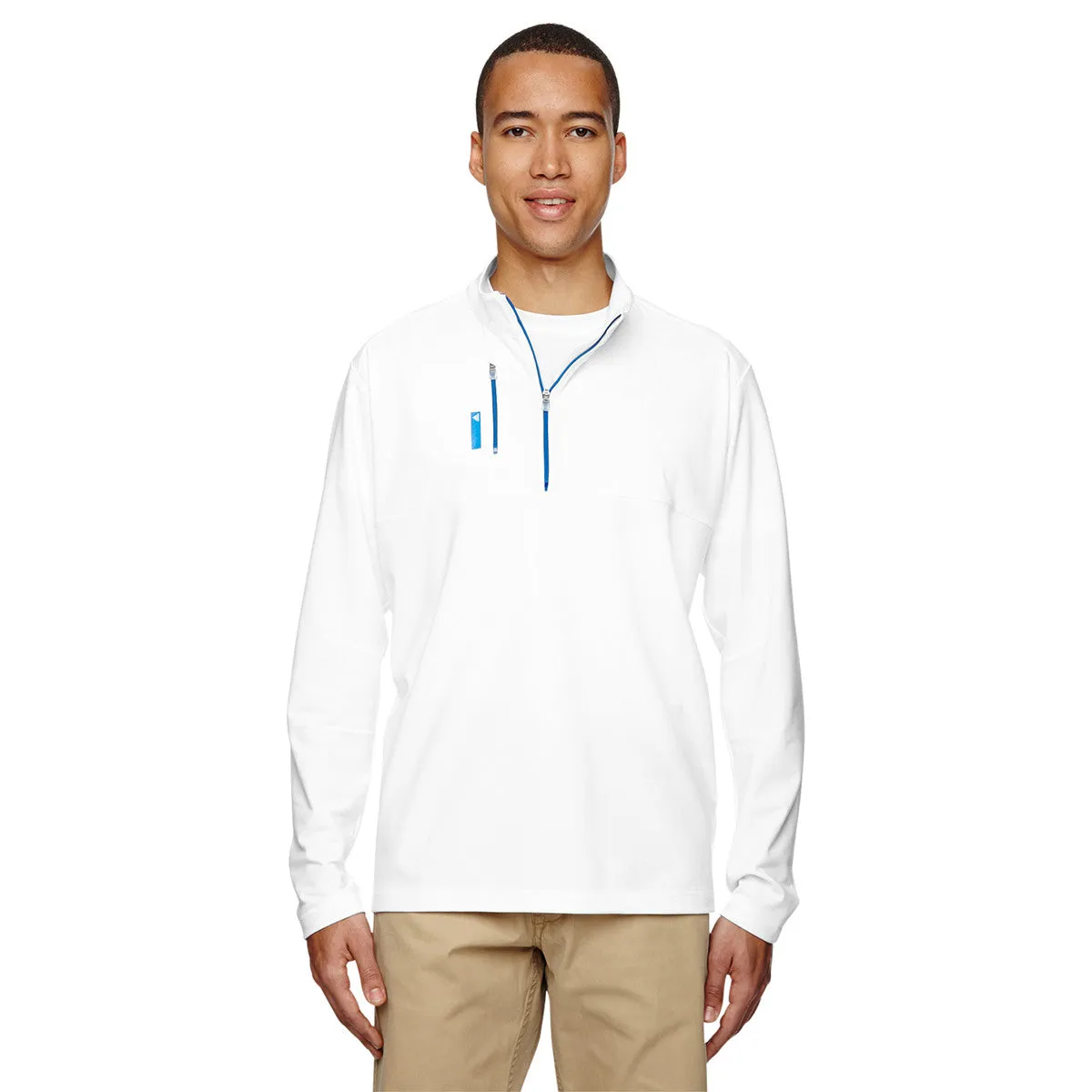 adidas Golf Men's White/Royal Puremotion Mixed Media Quarter-Zip