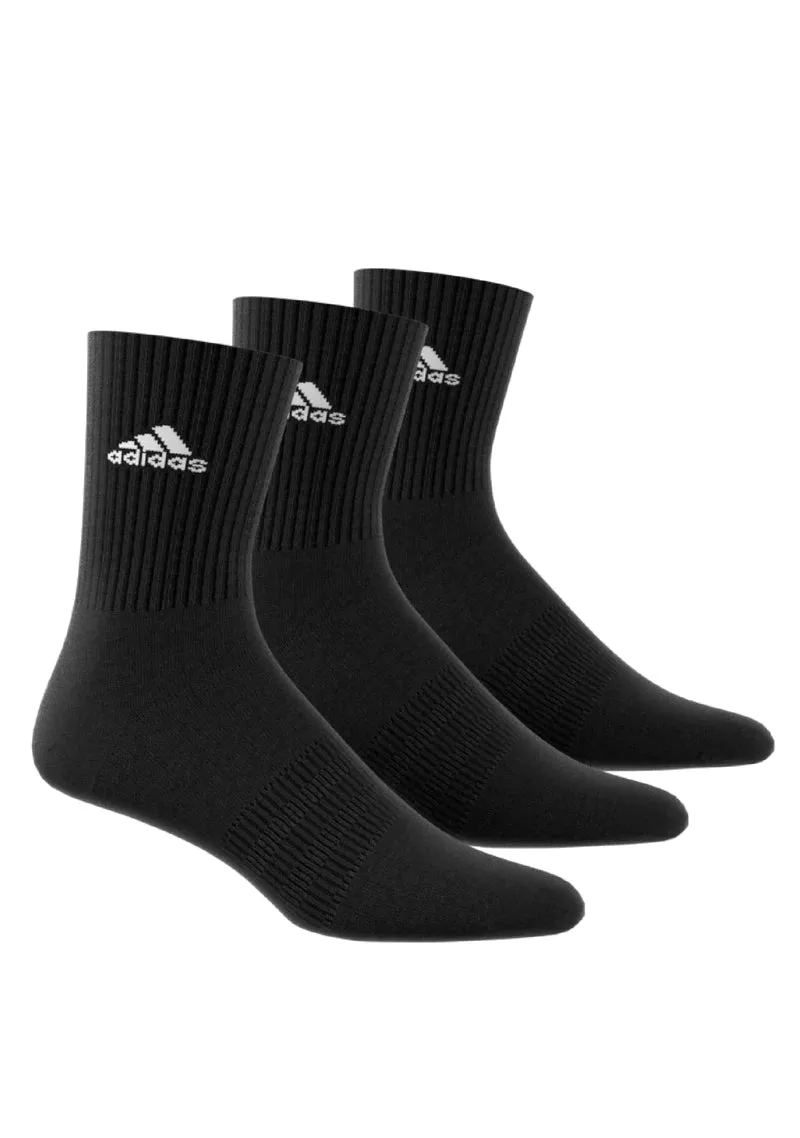 ADIDAS UNISEX CUSHIONED CREW 3 PAIRS BLACK SOCKS