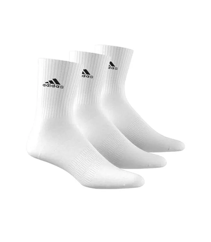 ADIDAS UNISEX CUSHIONED CREW 3 PAIRS WHITE SOCKS