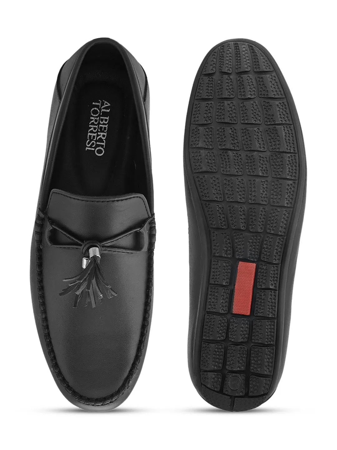 Alberto Torresi Synthetic Black Loafers For Men