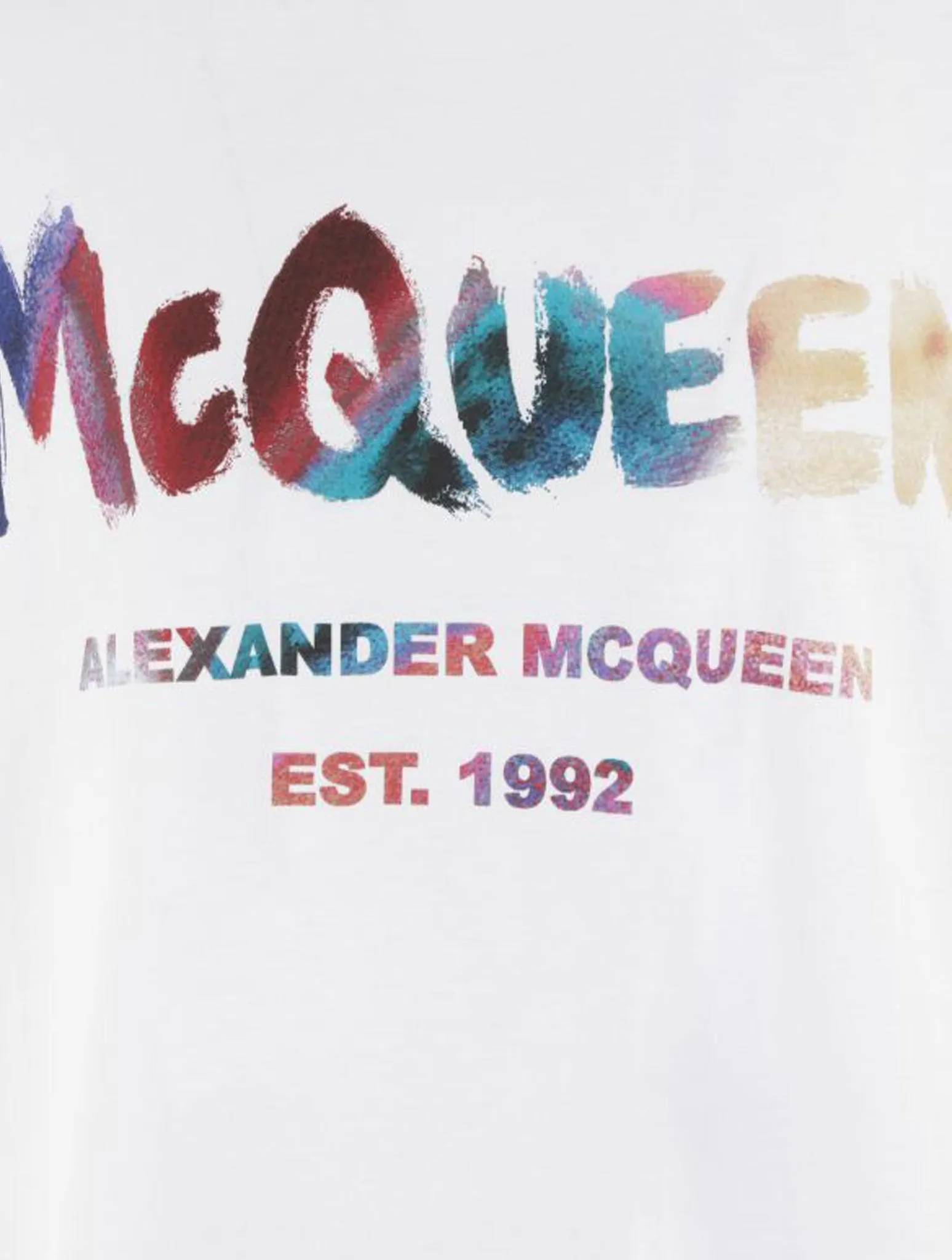 Alexander mcqueen men`s white mcqueen graffiti t-shirt