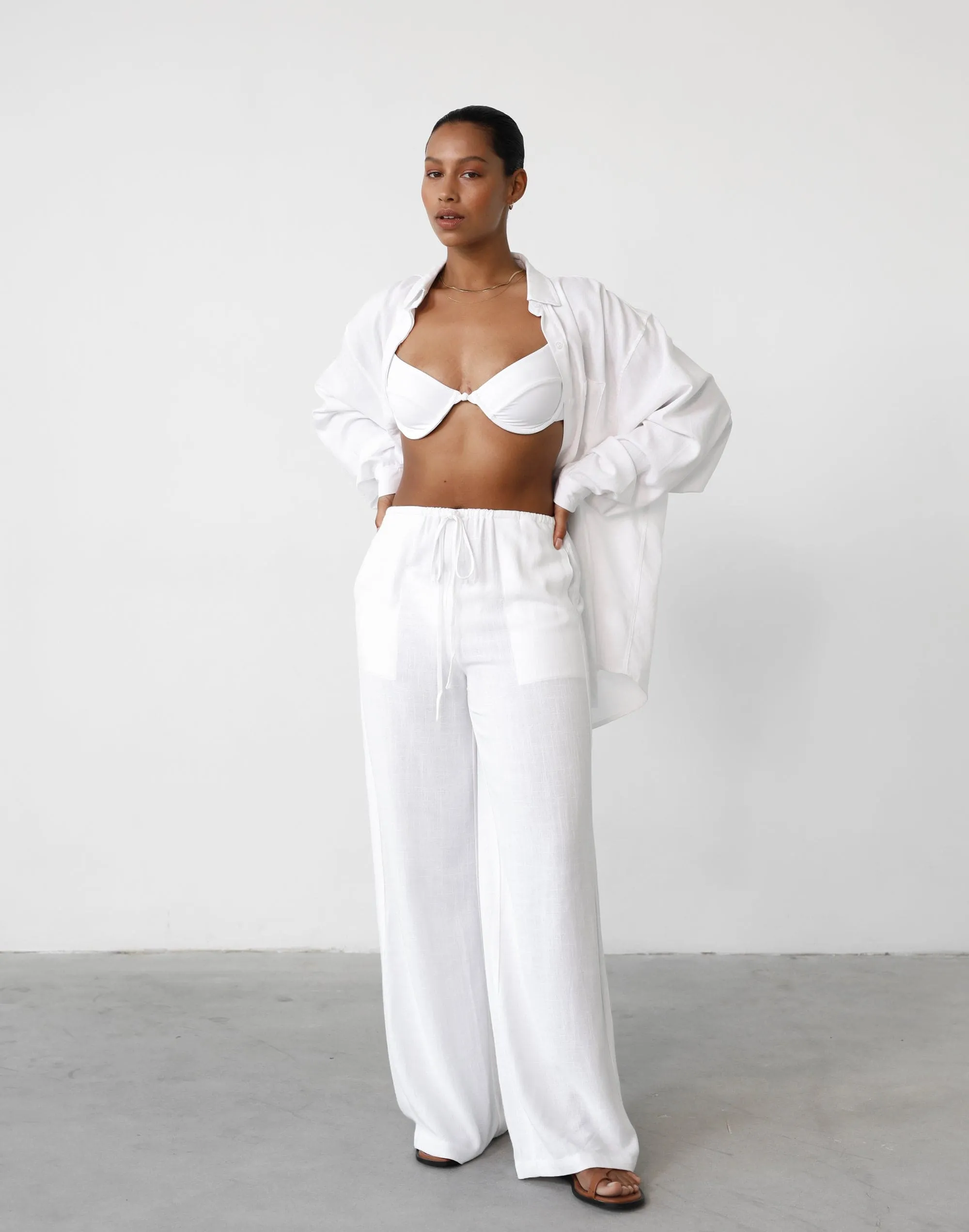 Amee Linen Pants (White)