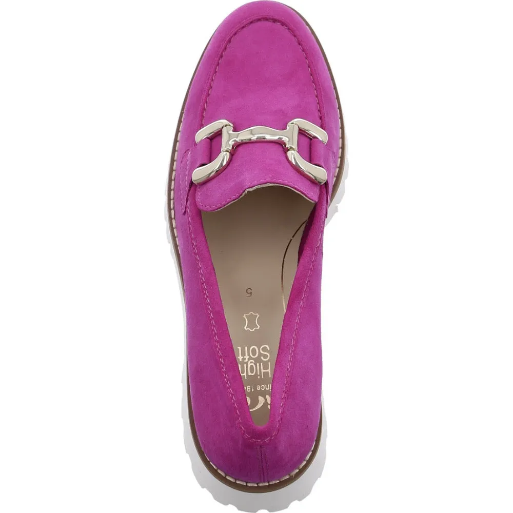 Ara Women's Kiana Buckle Loafer Pink Kid Suede