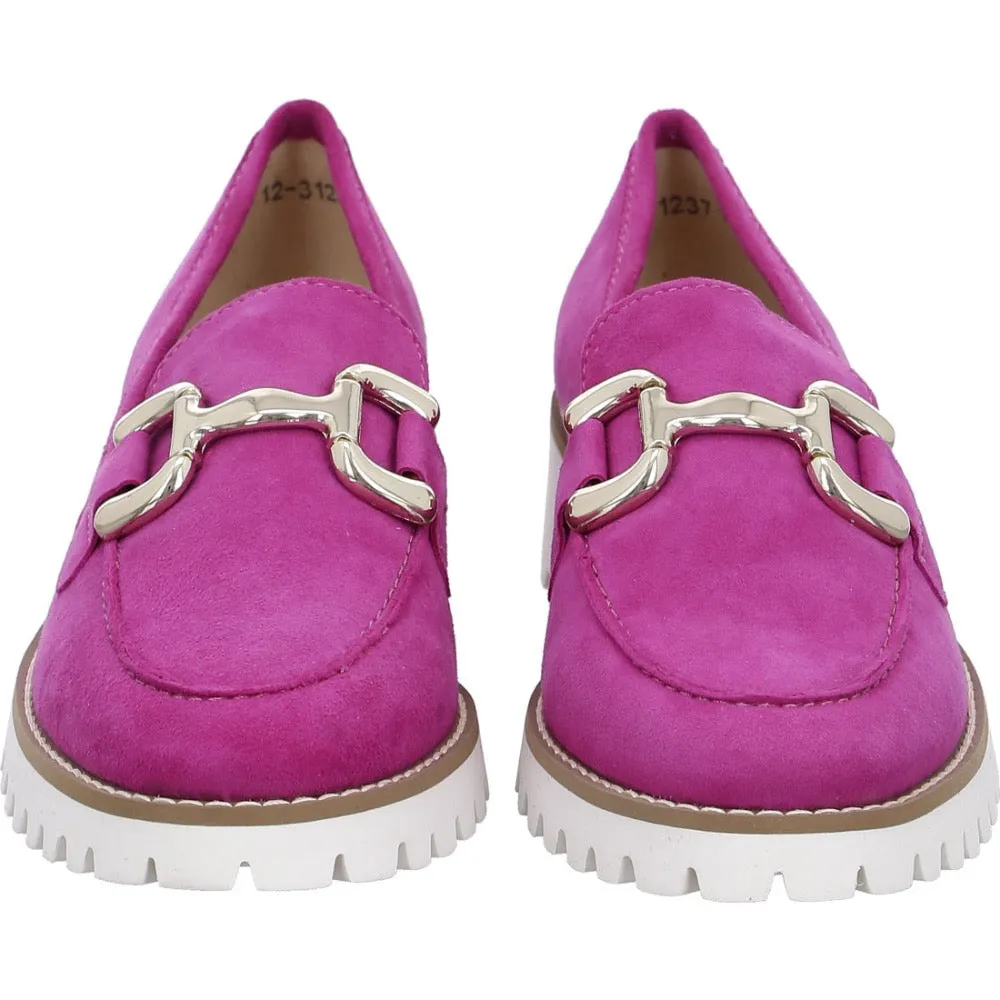 Ara Women's Kiana Buckle Loafer Pink Kid Suede