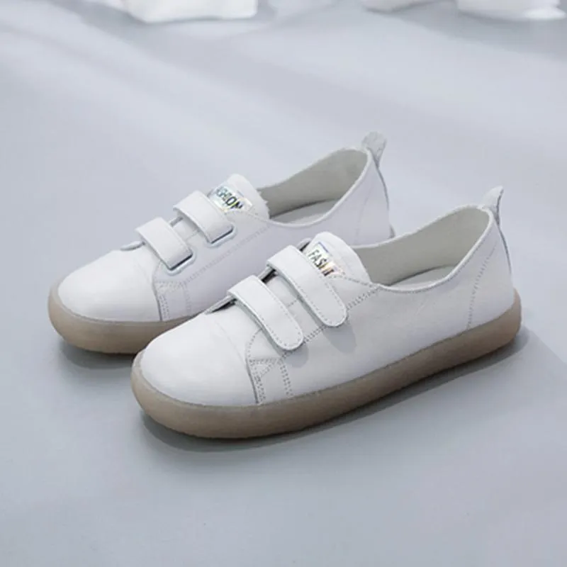 Babakud Leather Flat Soft Bottom Velcro Casual Shoes 34-41