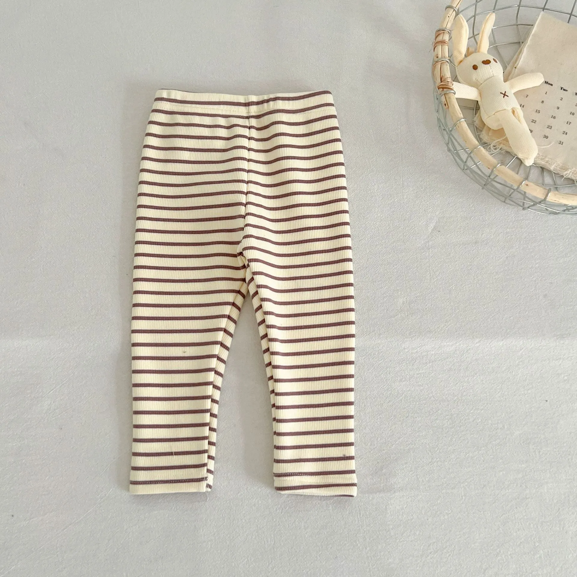 Baby Kid Girls Solid Color Striped Pants Wholesale 231130142