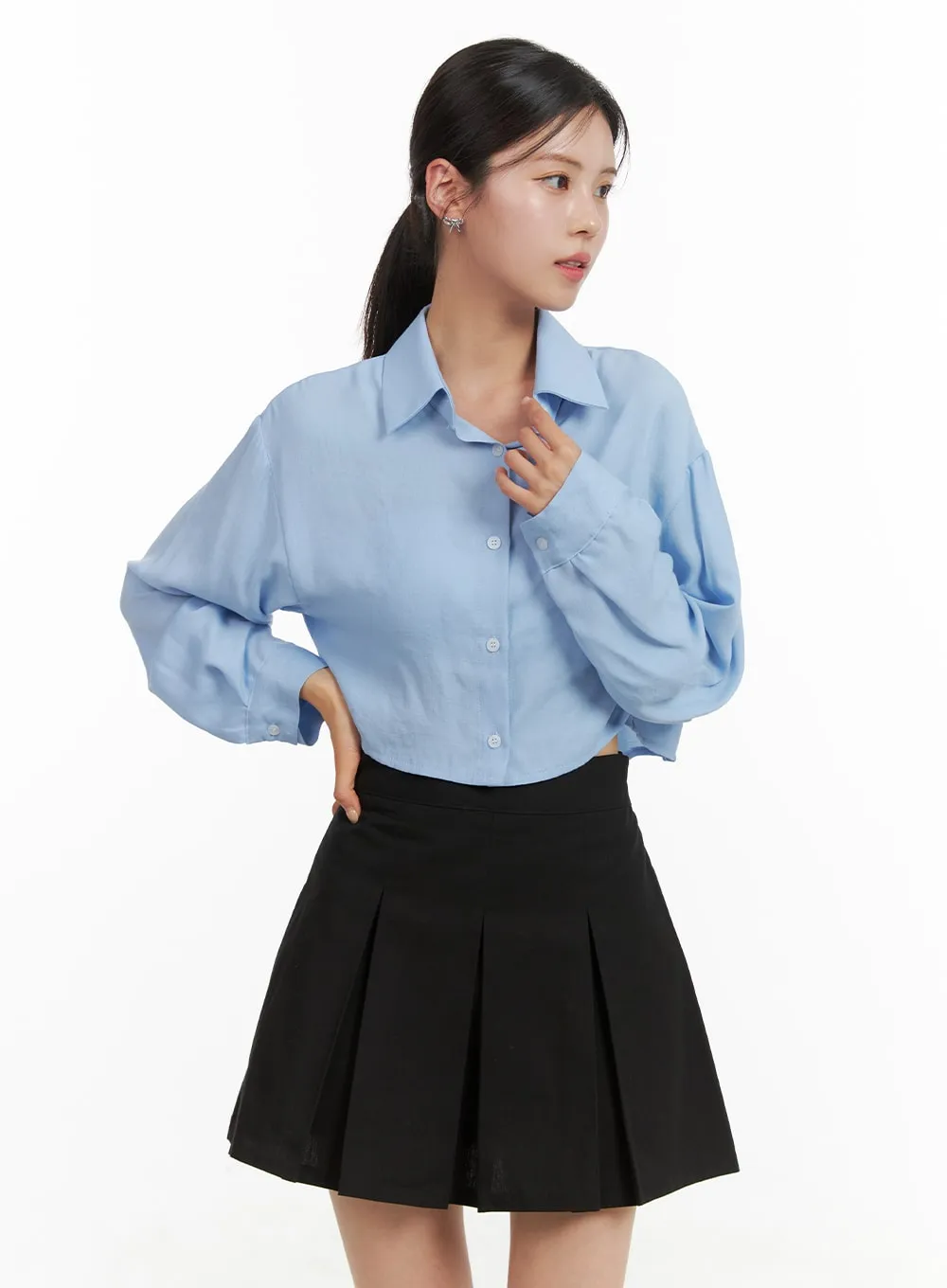 Back Buttoned Crop Shirt OA419