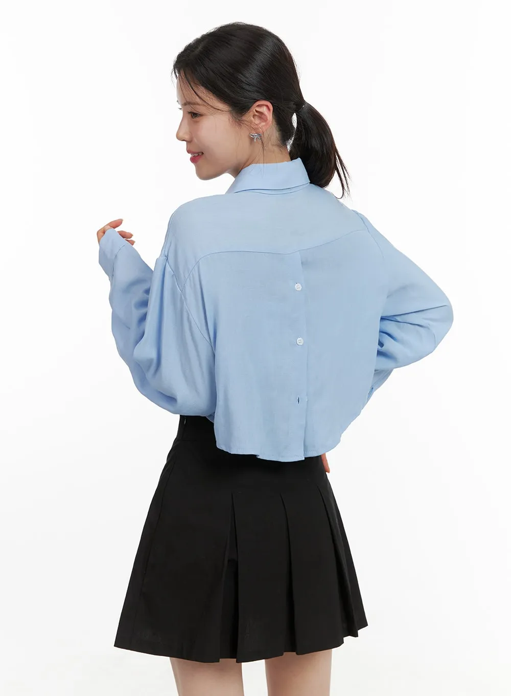 Back Buttoned Crop Shirt OA419