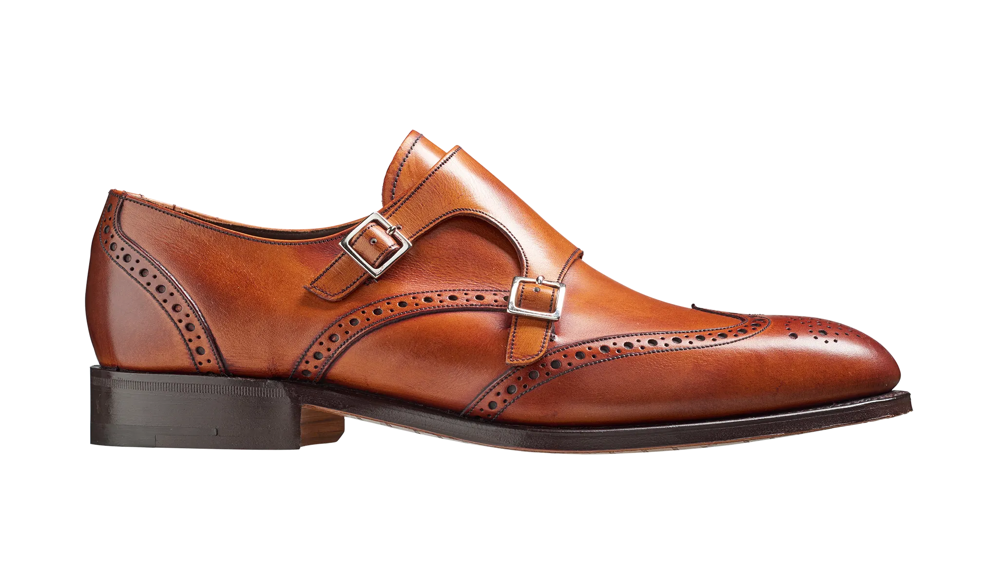 Barker Fleet Double Monk Leather Shoe- Antique Rosewood Calf