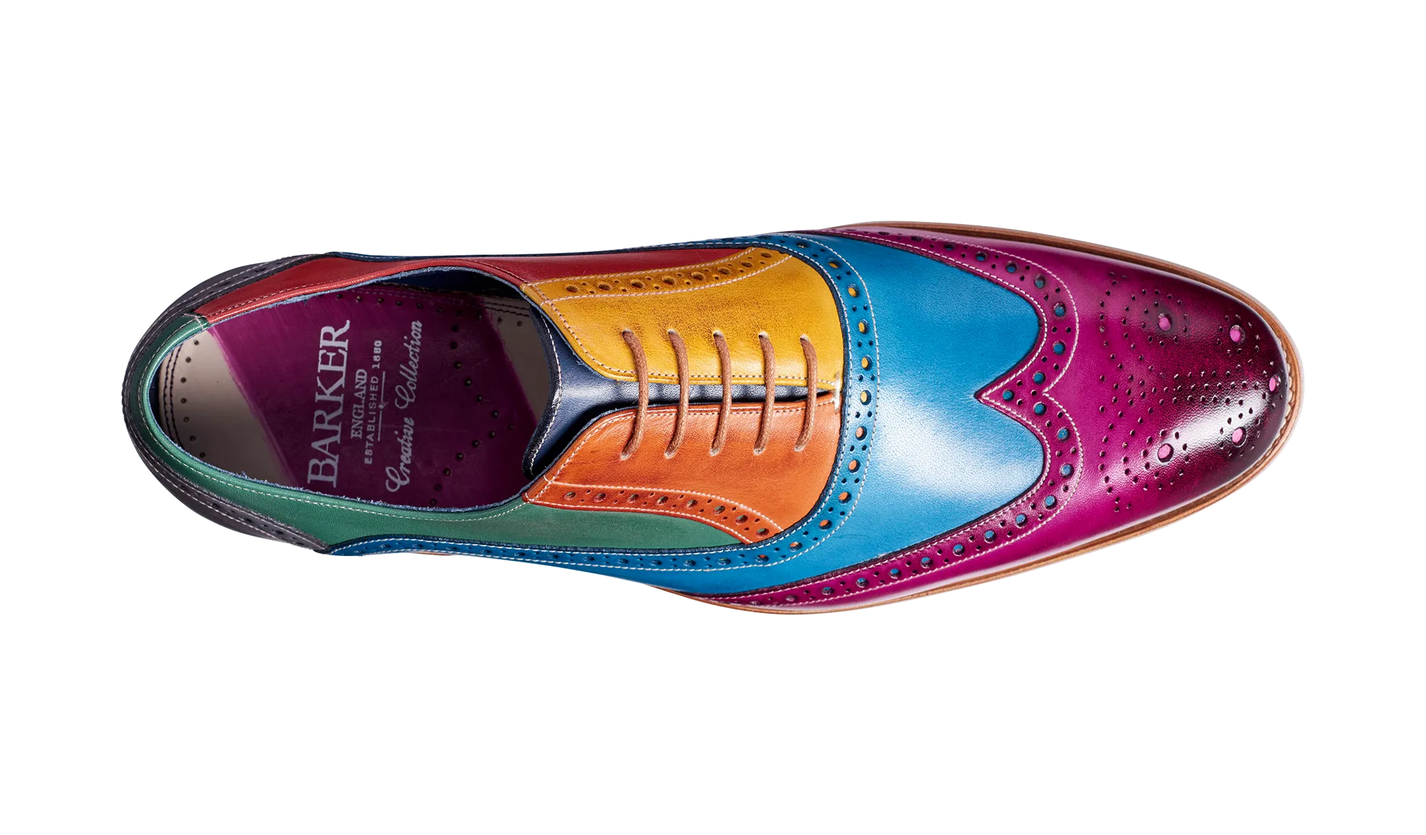 Barker Valiant Full Brogue Oxford Shoe - Multicoloured Hand Painted