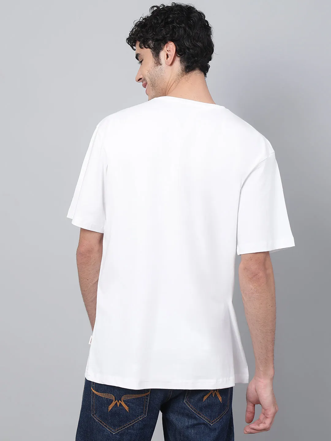 Believer White Oversized Front Graphic  Printed Tshirt(Free Size)