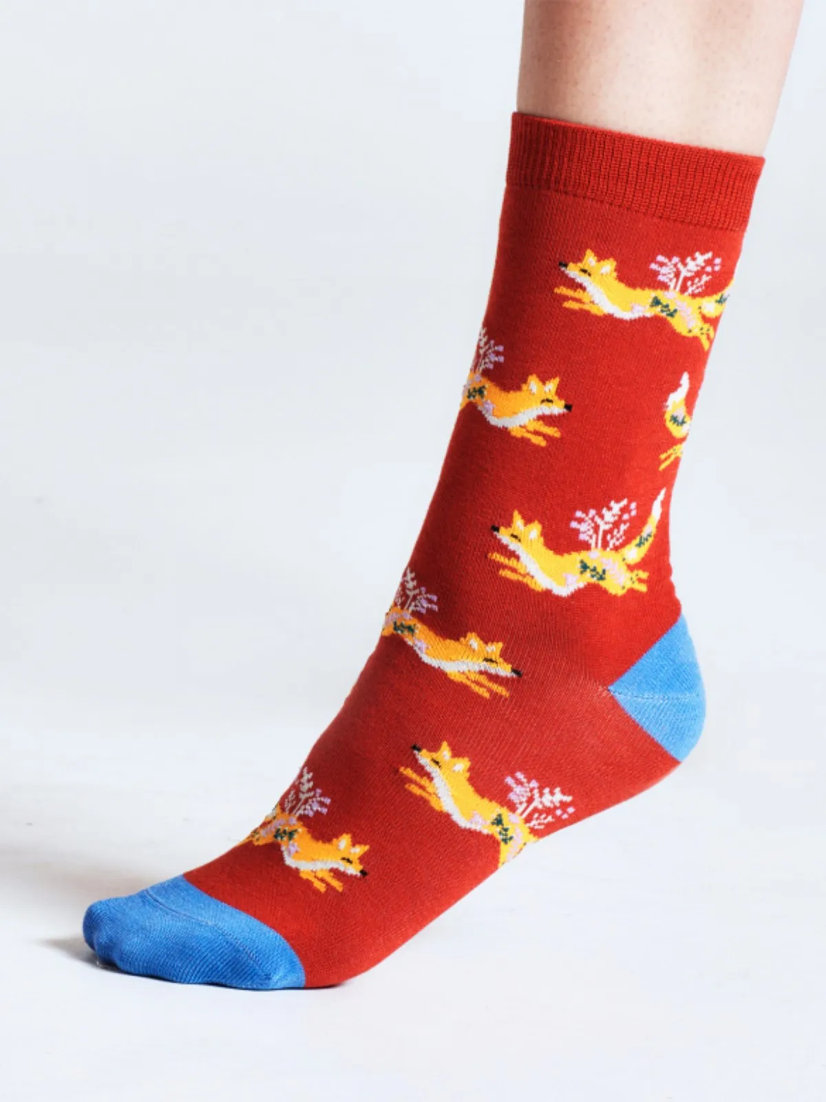 Bess Fox Bamboo Socks - Dark Orange