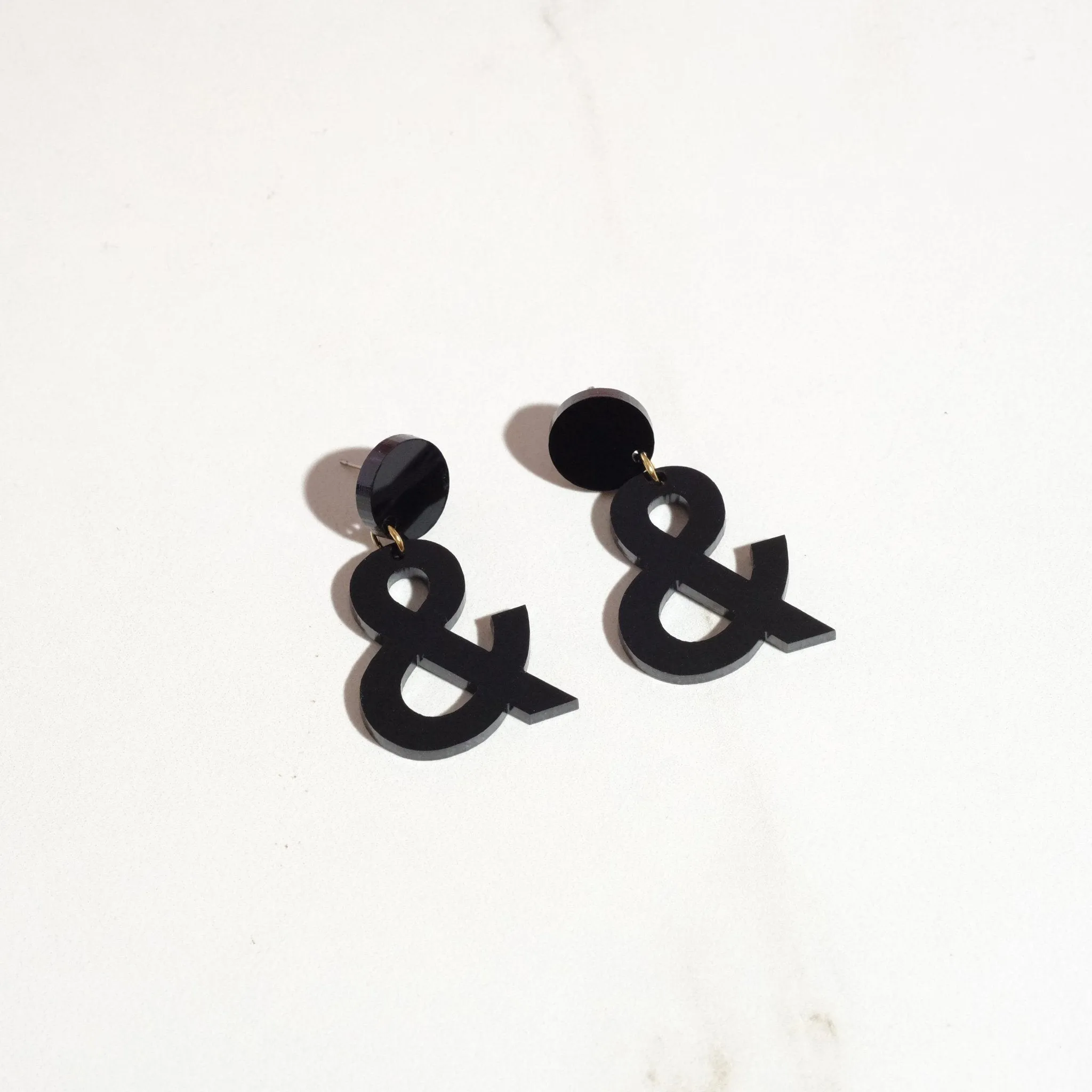 Black Ampersand Dangle Earrings