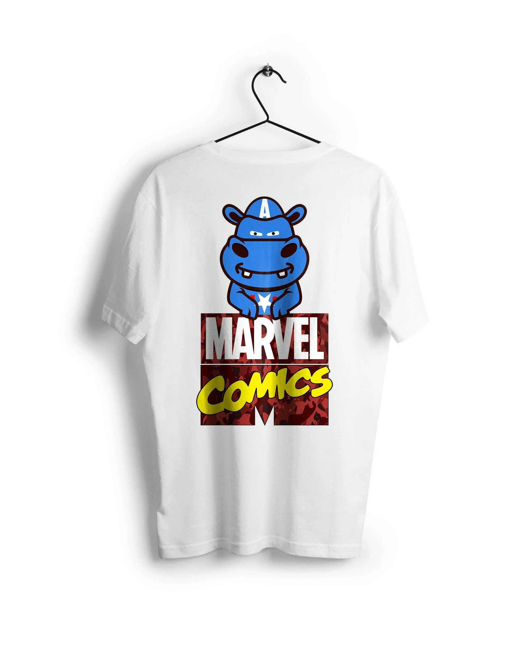 Captain America Marvel X A Ravin Hippo - Digital Graphics Basic T-shirt White