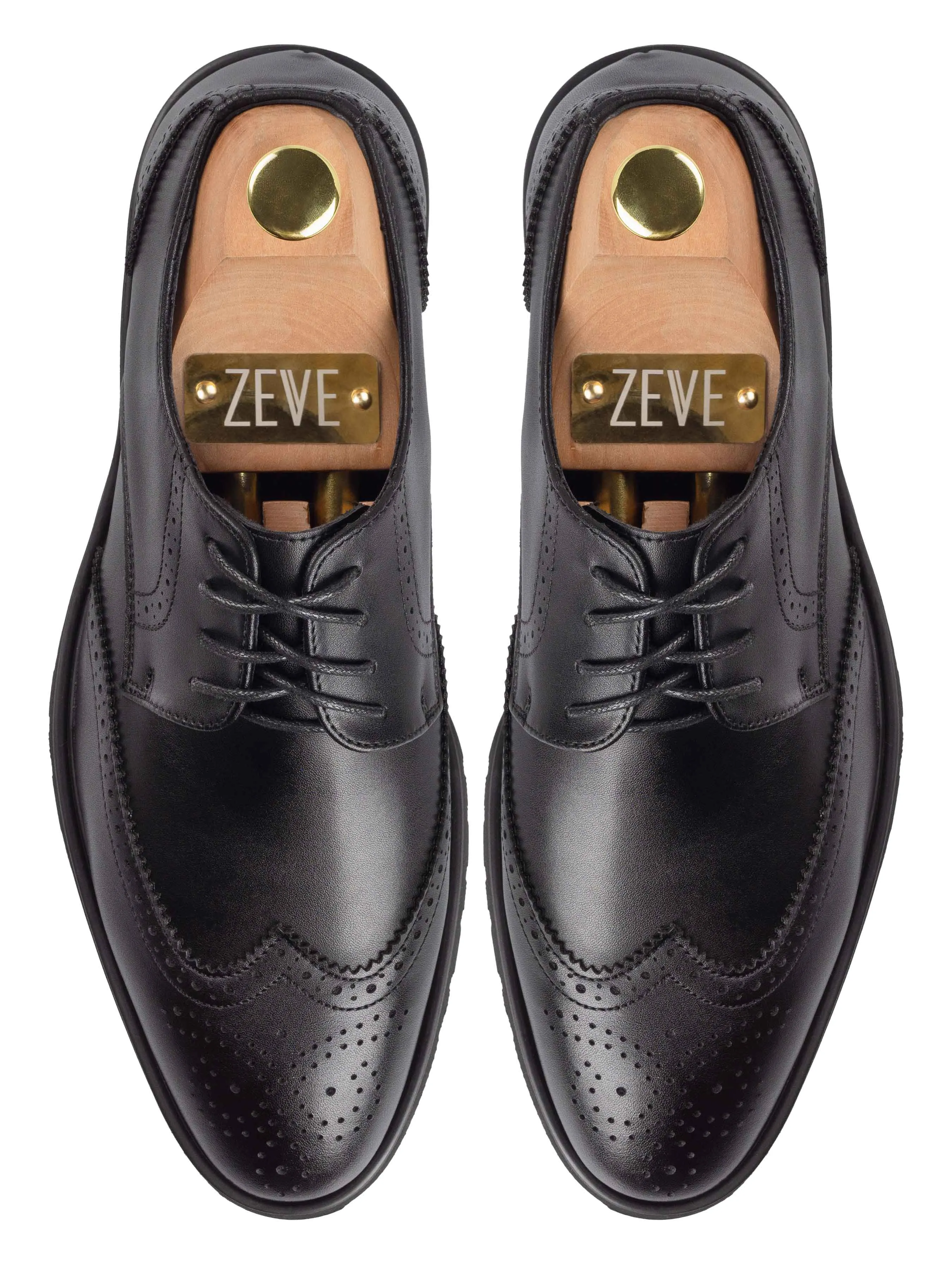 Chad Brogue Wingtip - Solid Black (Flexi-Sole)