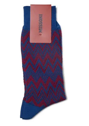 Chevron Stripe Socks Red Blue