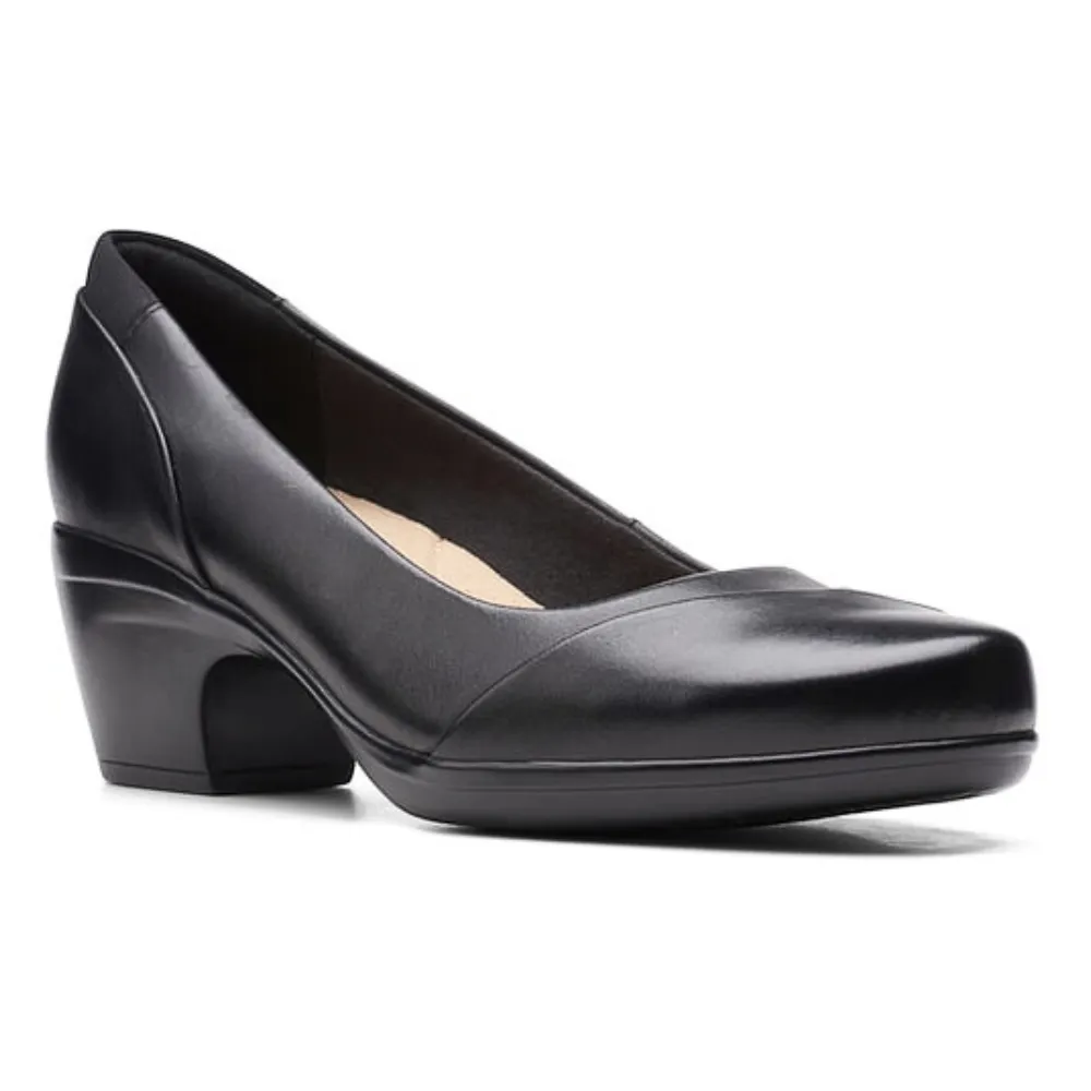 Clarks Emily Alexa Black Leather Heel (Women's)