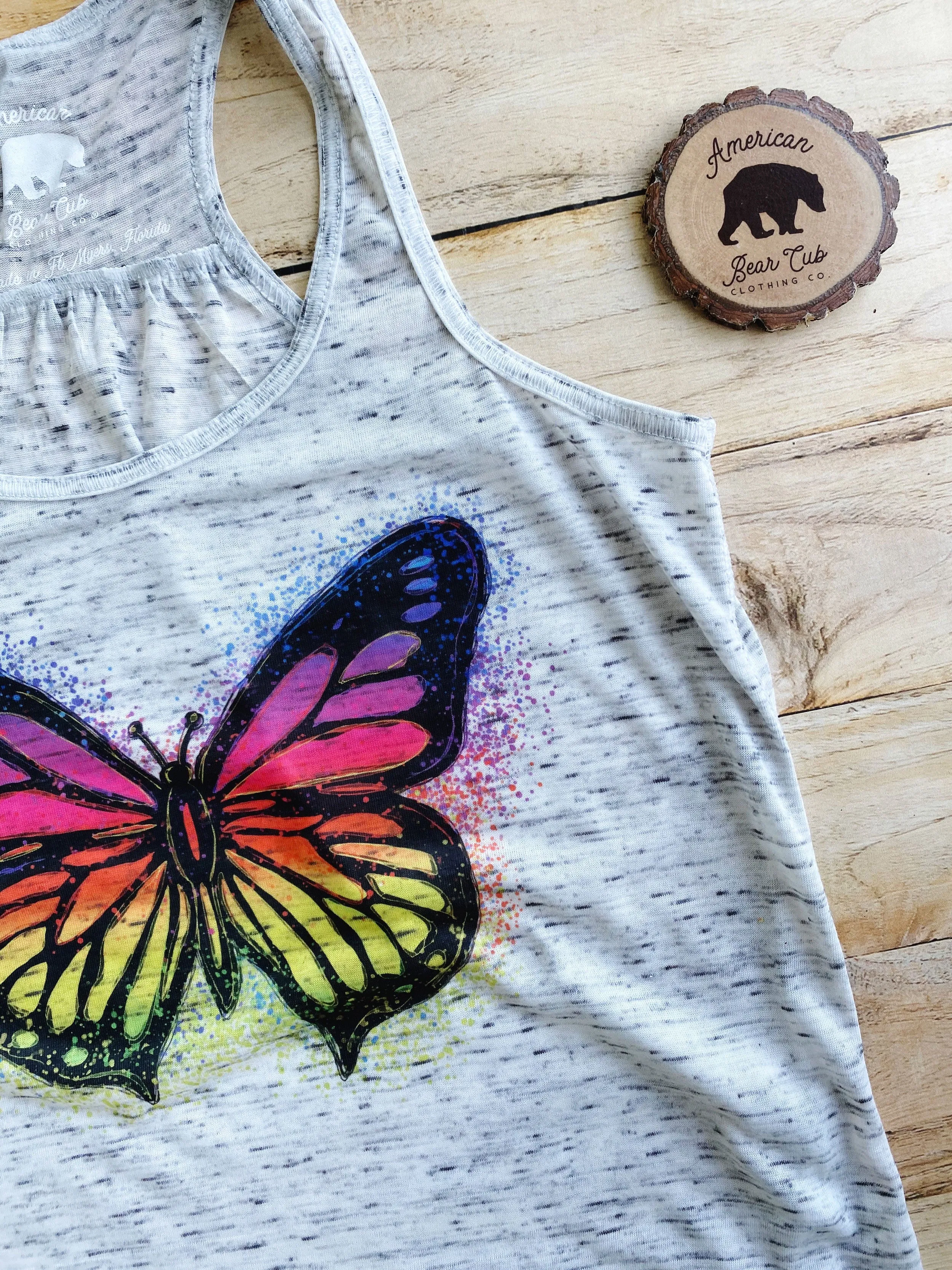 Colorful Butterfly flowy racerback tank top