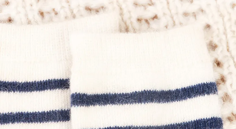 Cozy and Warm | Wool Socks | White Stripes