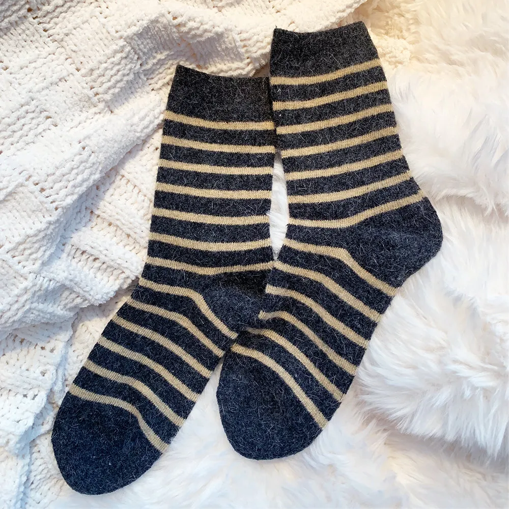 Cozy and Warm | Wool Socks | Yellow Stripes