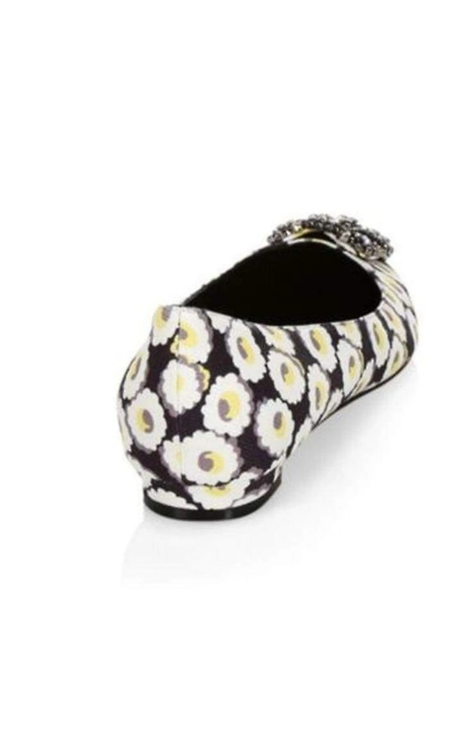 Crystal Brooch Floral Print Flats