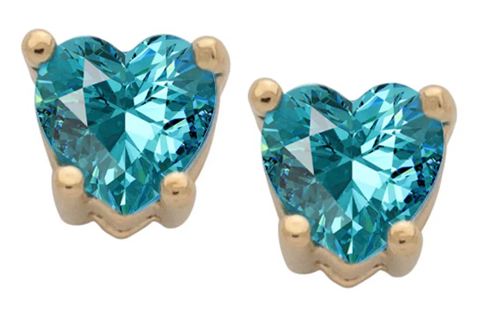 Cubic Zirconia Heart Birthstone Stud Earrings