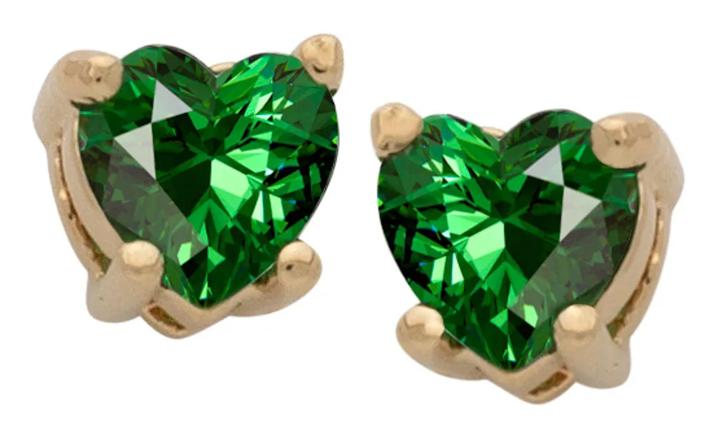 Cubic Zirconia Heart Birthstone Stud Earrings