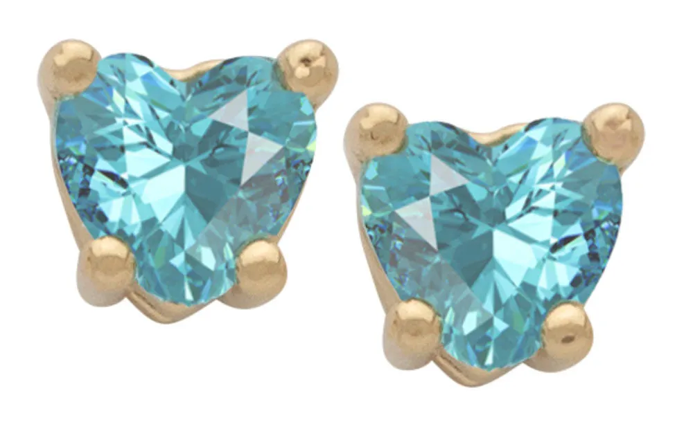 Cubic Zirconia Heart Birthstone Stud Earrings