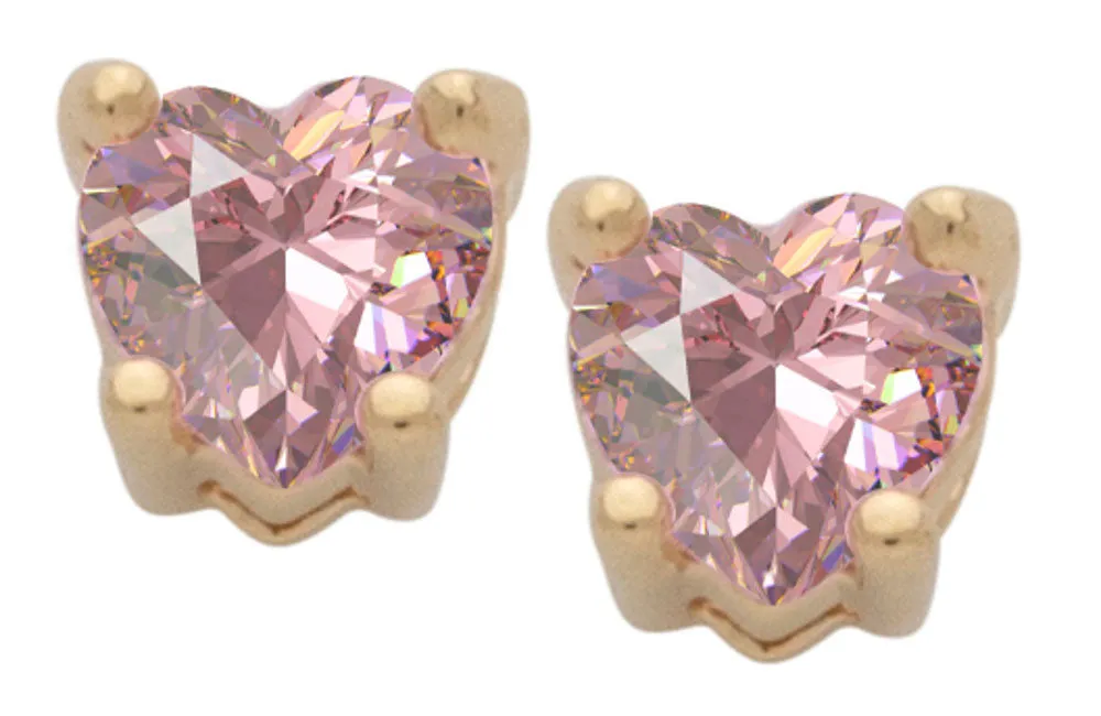 Cubic Zirconia Heart Birthstone Stud Earrings