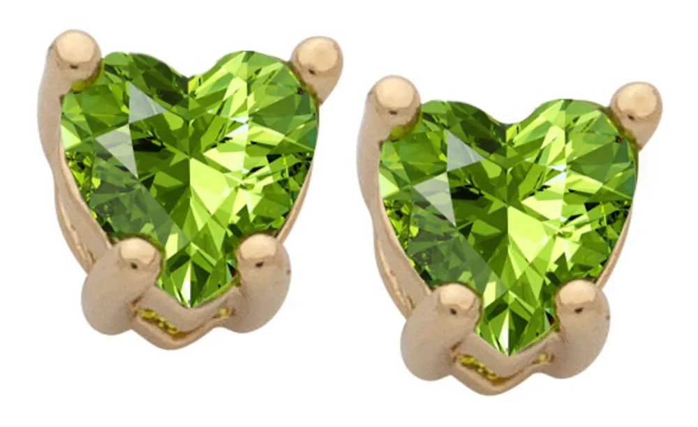 Cubic Zirconia Heart Birthstone Stud Earrings