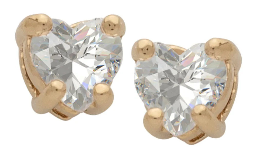 Cubic Zirconia Heart Birthstone Stud Earrings