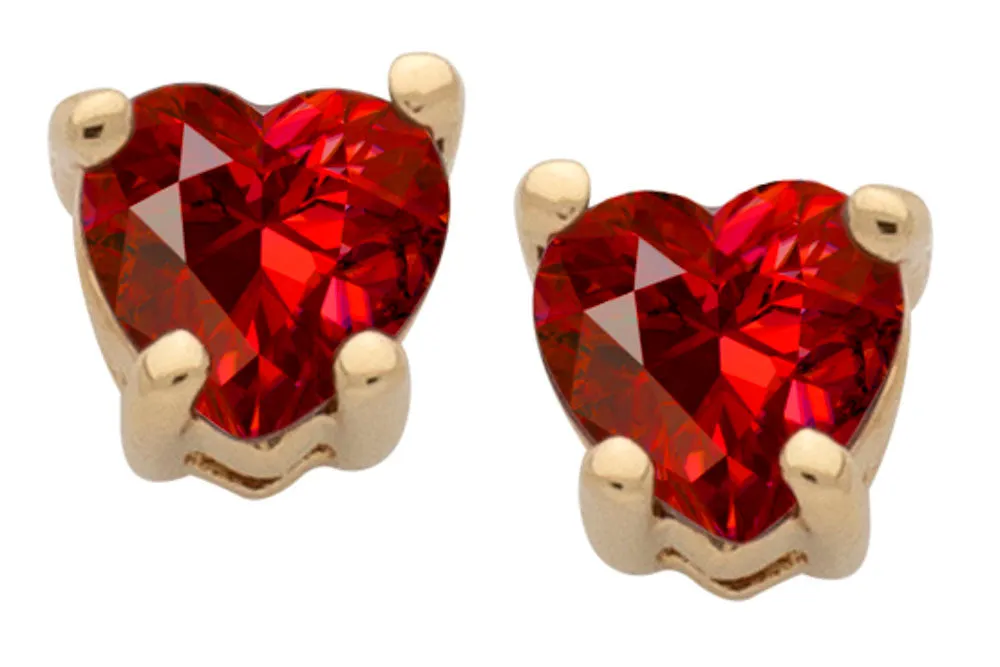 Cubic Zirconia Heart Birthstone Stud Earrings