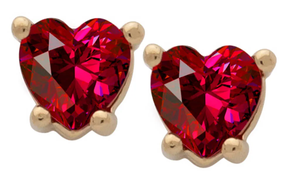 Cubic Zirconia Heart Birthstone Stud Earrings