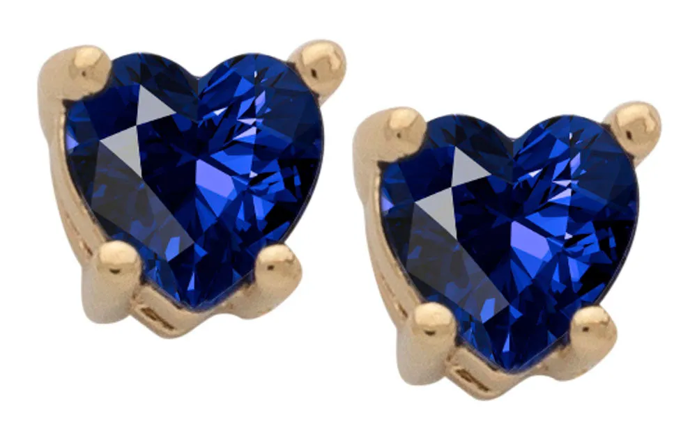 Cubic Zirconia Heart Birthstone Stud Earrings