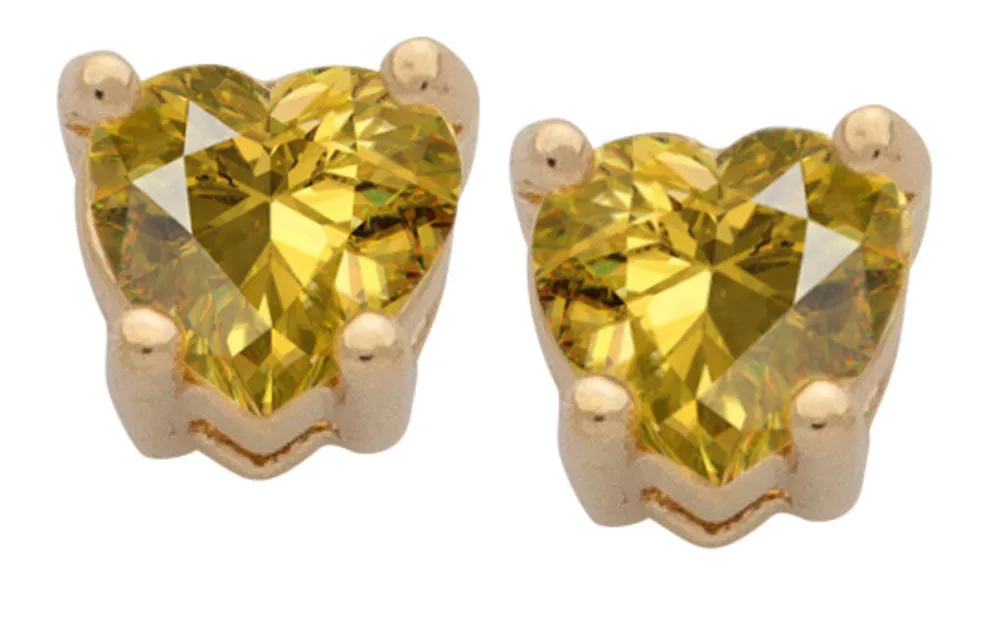 Cubic Zirconia Heart Birthstone Stud Earrings