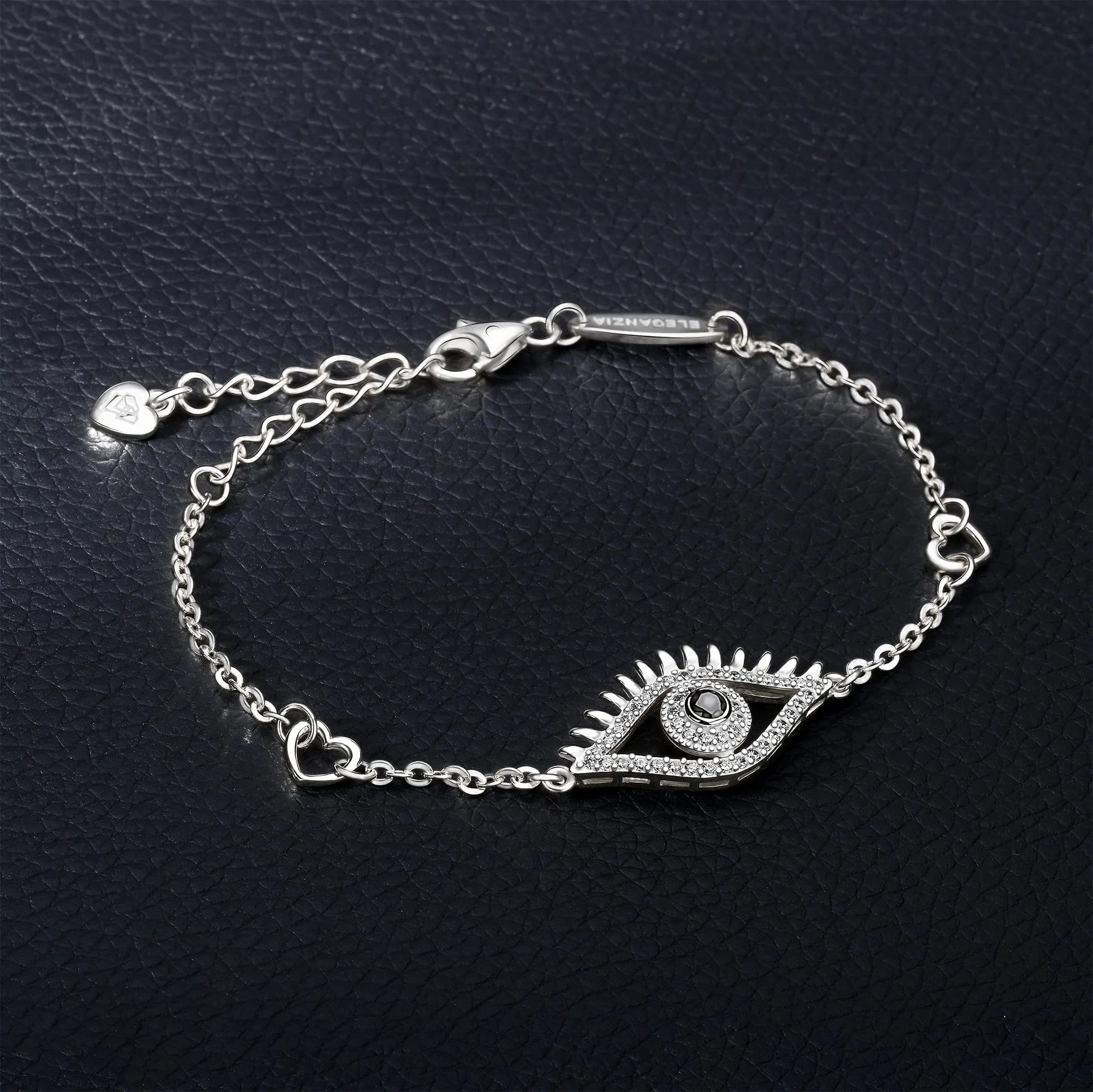 CZ Regal Evil Eye Bracelet with Lashes Sterling Silver