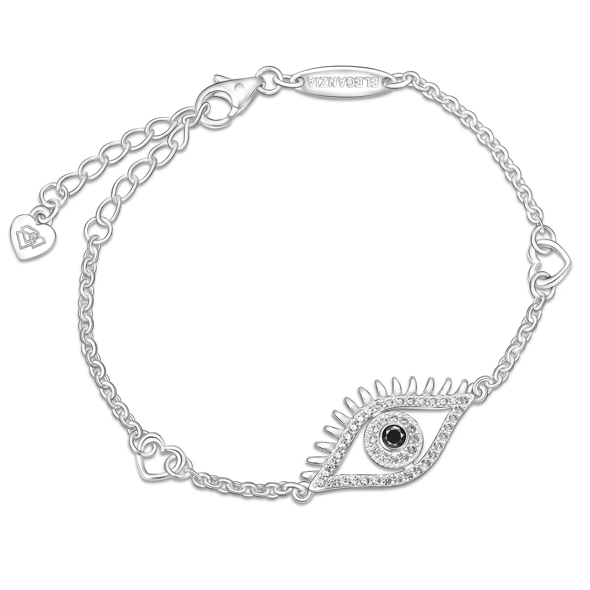 CZ Regal Evil Eye Bracelet with Lashes Sterling Silver