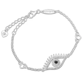 CZ Regal Evil Eye Bracelet with Lashes Sterling Silver