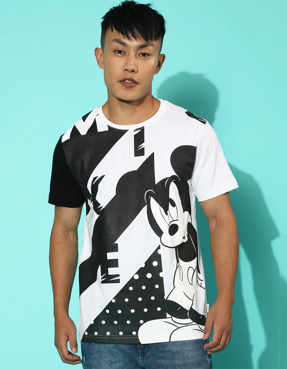 Disney White Regular Fit Front Graphic Printed Tshirt