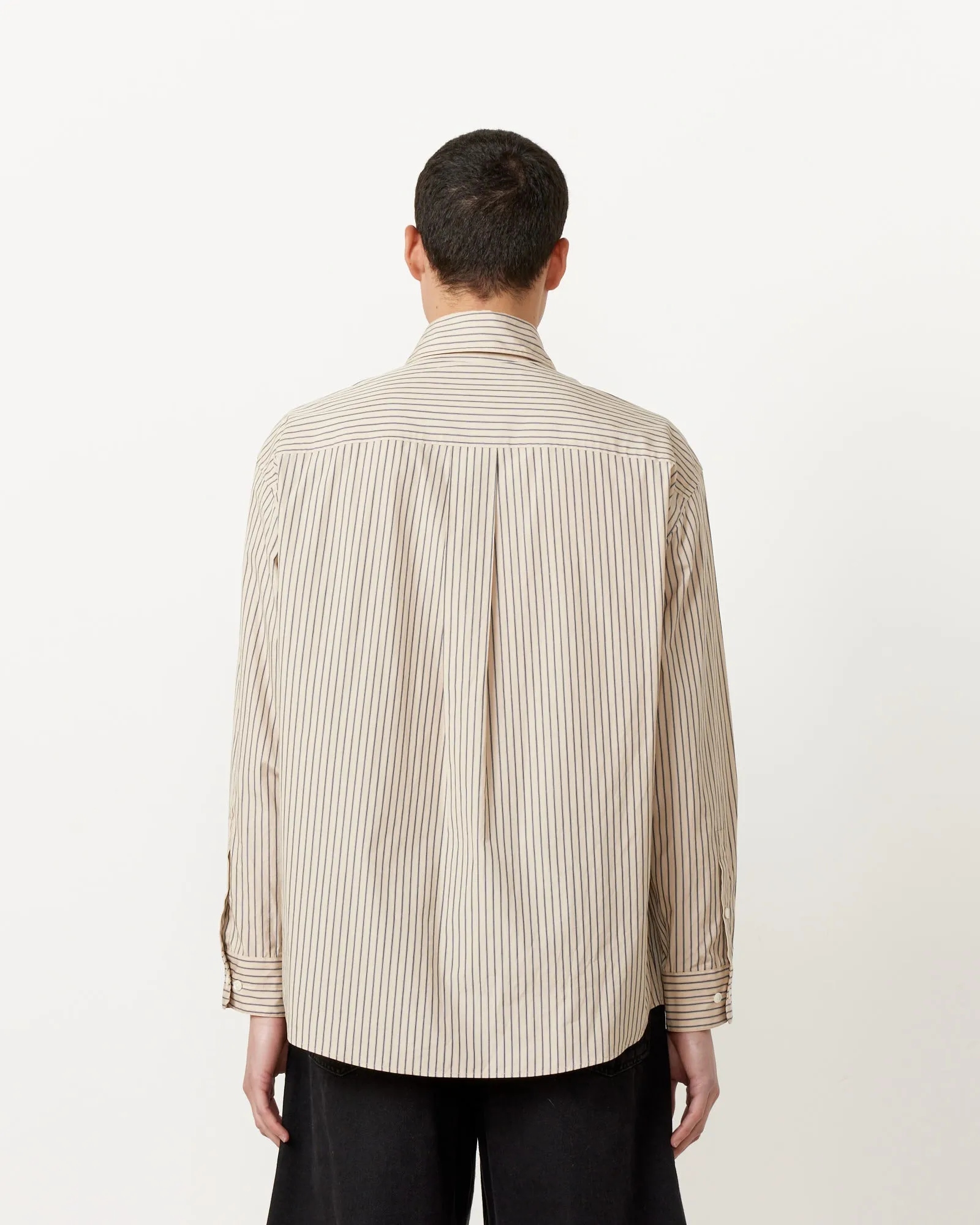 Double Pocket Shirt in Mastic/Navy/White