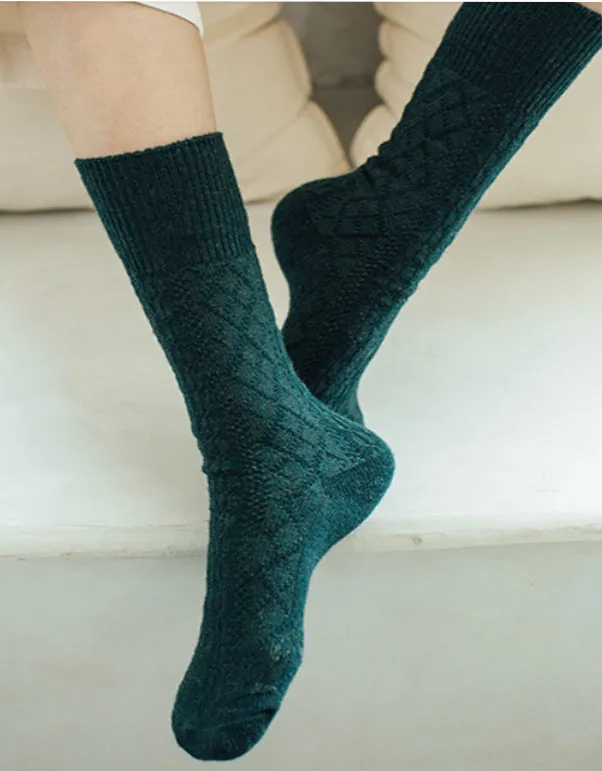 Extended Crew Length | Wool Socks | Dark Green