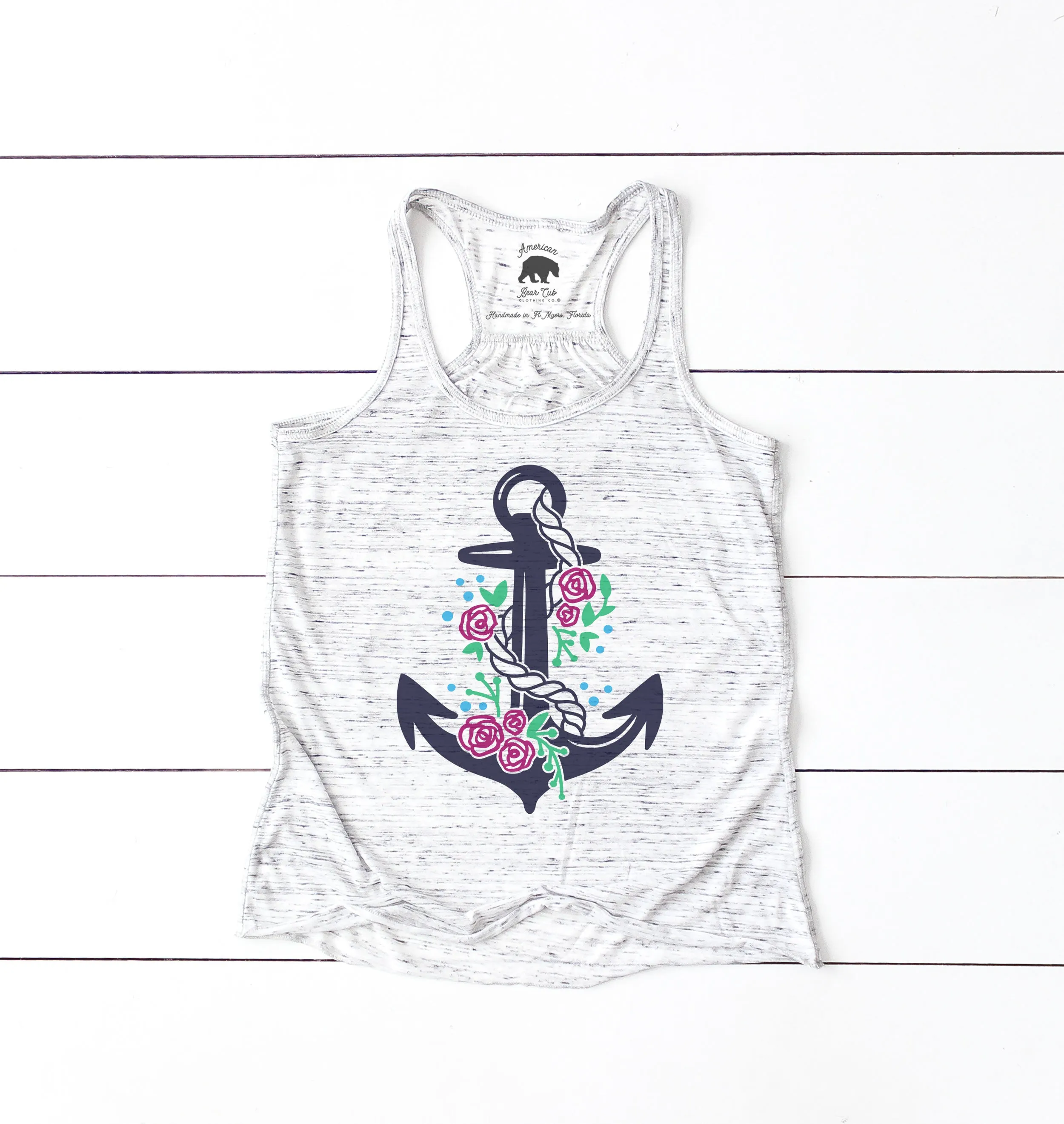 Floral Boat Anchor flowy racerback tank top