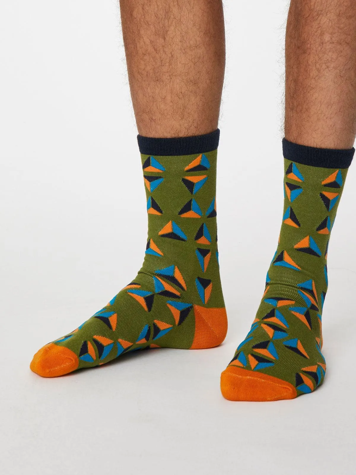 Geometrico Socks - Olive Green