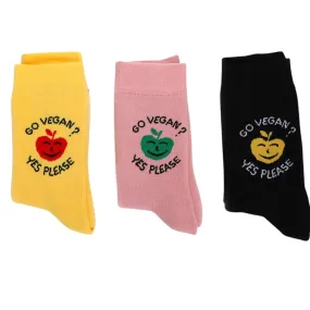 'Go Vegan? Yes please' comfy crew socks by Good Guys Don't Wear Leather - various colours