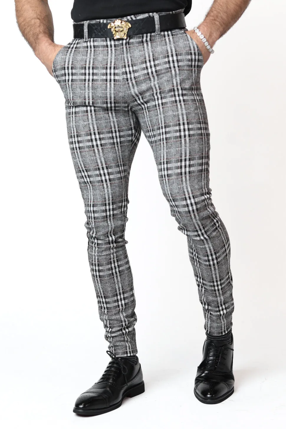 Grey Plaid Pants V3