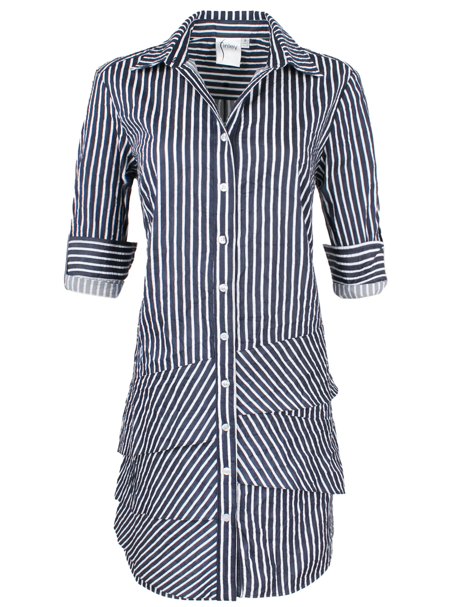 Jenna Dress Navy/White Crushed Spectator Stripe - Webstore Exclusive