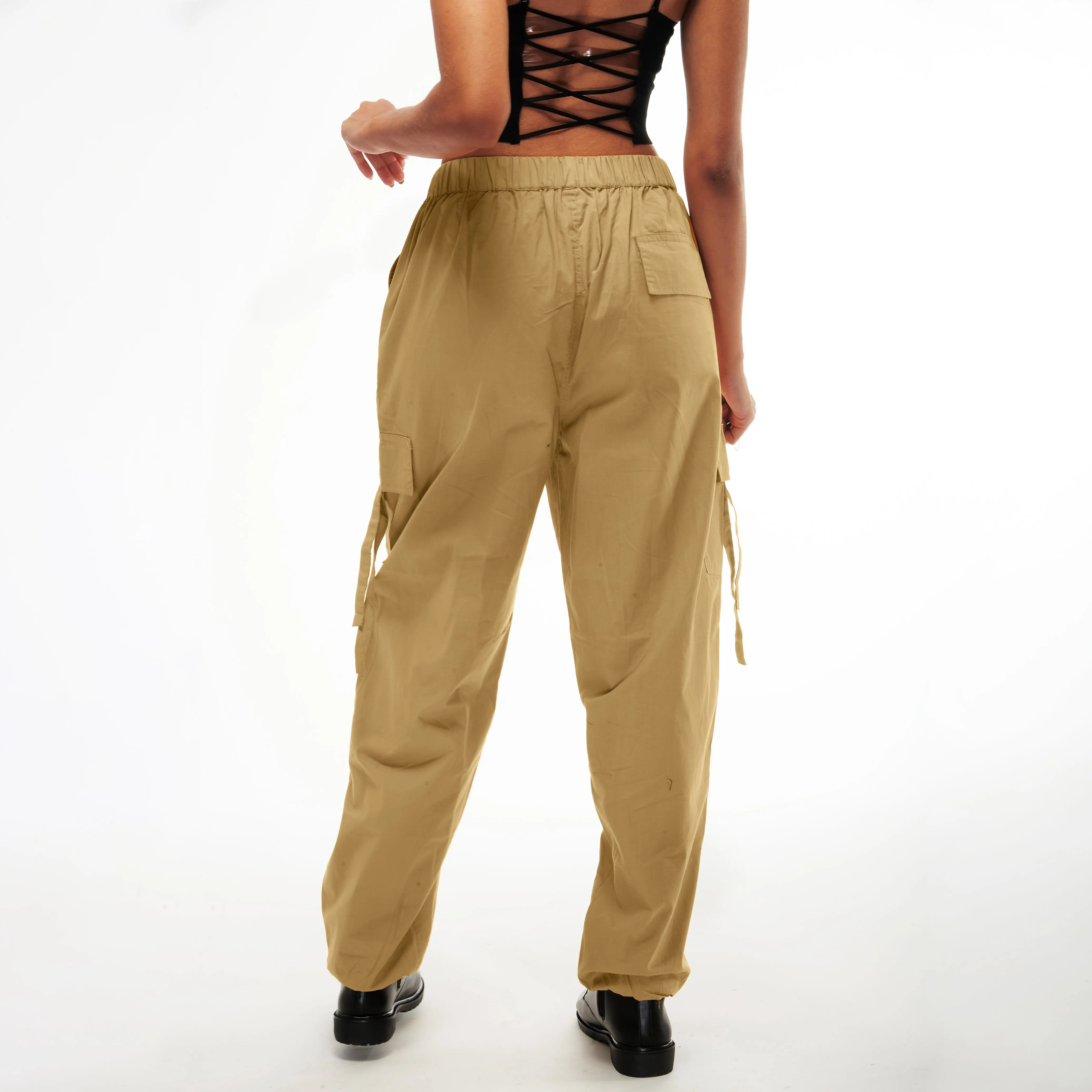 Khaki Cargo Parachute Pants