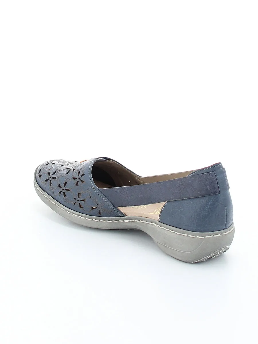 Ladies Rieker Blue Shoes Summer Soft Comfort Leather 41356-12 sale